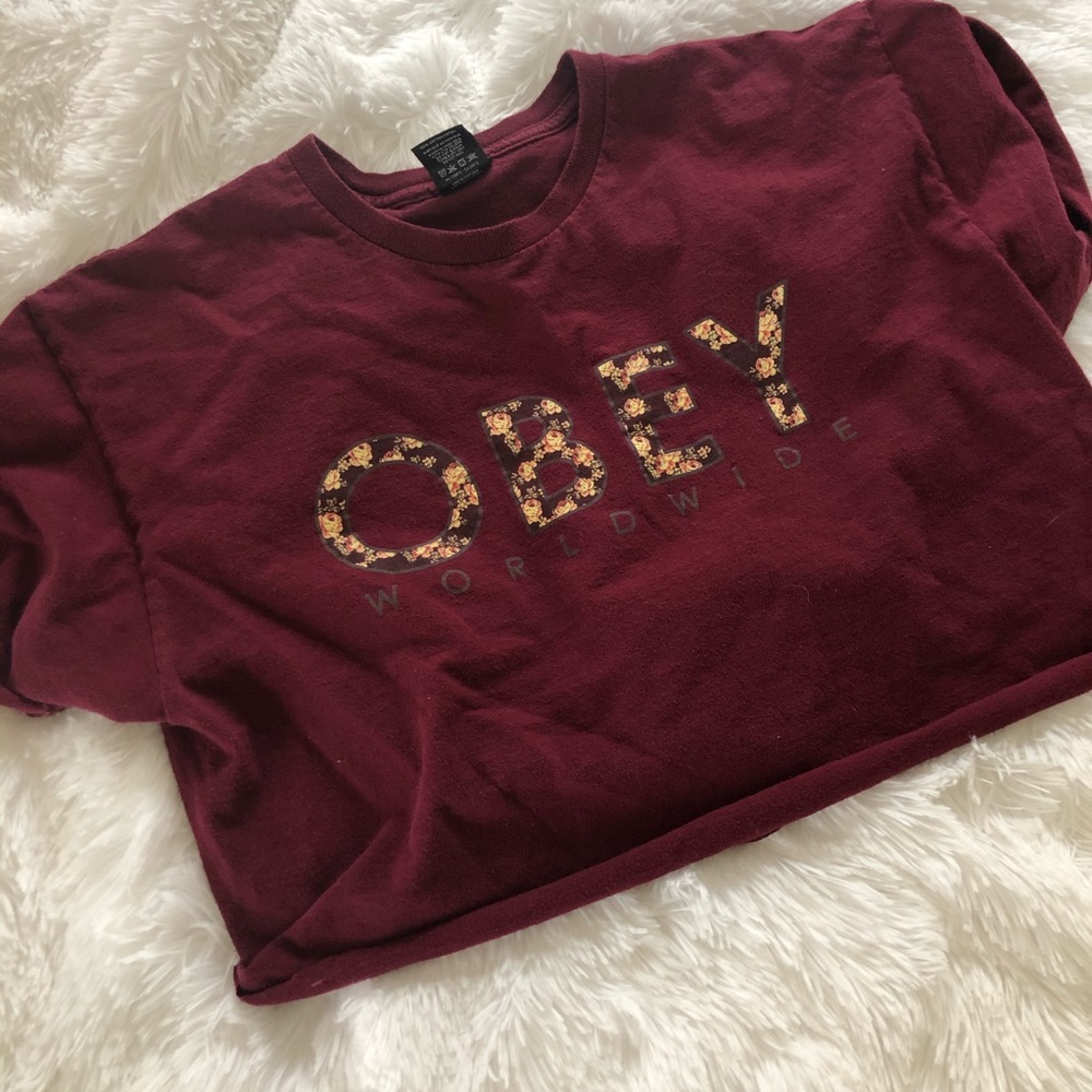 Maroon OBEY Graphic Tee